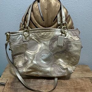 Coach Y2K 2000s Metallic Patchwork Shoulder Bag with Crossbody Strap